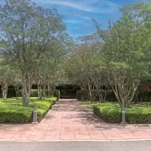 Landscaped pedestrian entrance to the Tributary campus